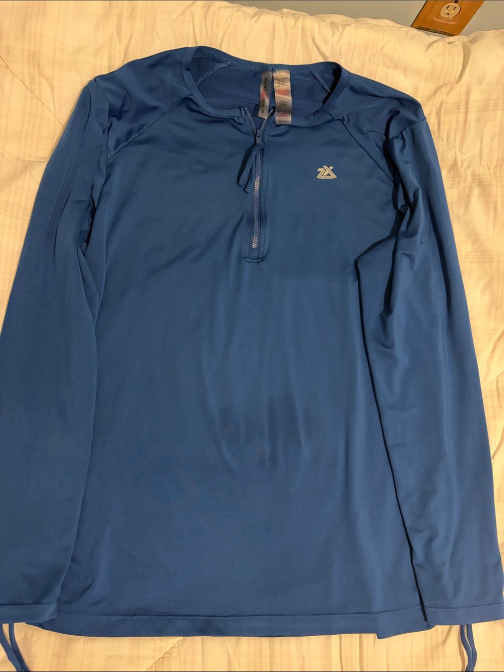 ZeroXposur Blue Long-Sleeve Half-Zip Swim Coverup with Side Drawstrings